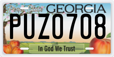 GA license plate PUZ0708
