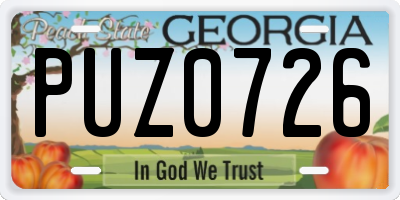 GA license plate PUZ0726