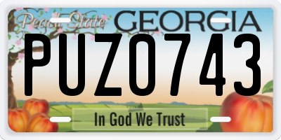 GA license plate PUZ0743