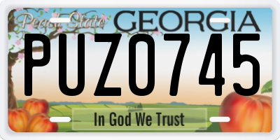 GA license plate PUZ0745