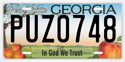 GA license plate PUZ0748