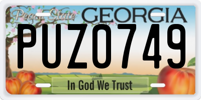 GA license plate PUZ0749