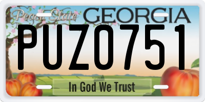 GA license plate PUZ0751
