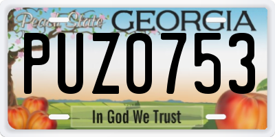 GA license plate PUZ0753