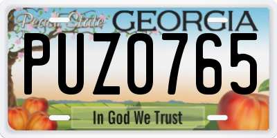 GA license plate PUZ0765