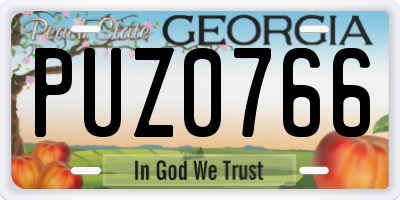 GA license plate PUZ0766