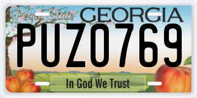 GA license plate PUZ0769