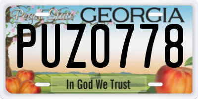 GA license plate PUZ0778