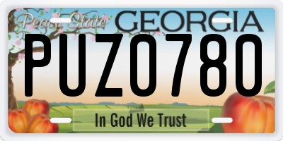 GA license plate PUZ0780