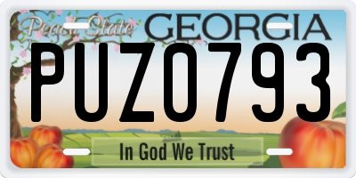 GA license plate PUZ0793