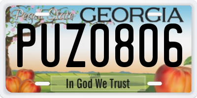 GA license plate PUZ0806