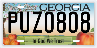 GA license plate PUZ0808
