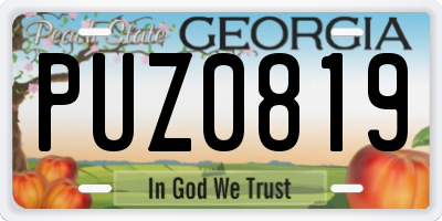 GA license plate PUZ0819