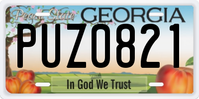 GA license plate PUZ0821