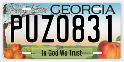 GA license plate PUZ0831