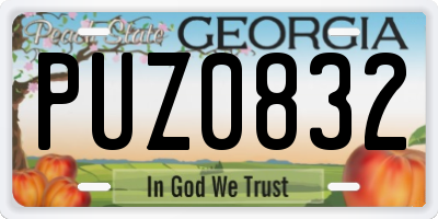GA license plate PUZ0832
