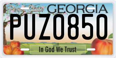 GA license plate PUZ0850