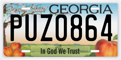 GA license plate PUZ0864