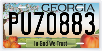 GA license plate PUZ0883