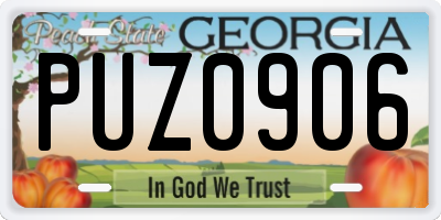 GA license plate PUZ0906