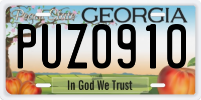 GA license plate PUZ0910
