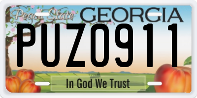 GA license plate PUZ0911