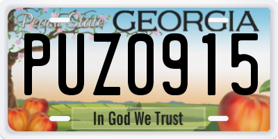 GA license plate PUZ0915