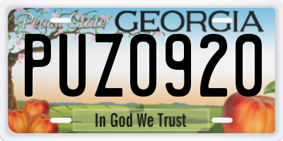 GA license plate PUZ0920