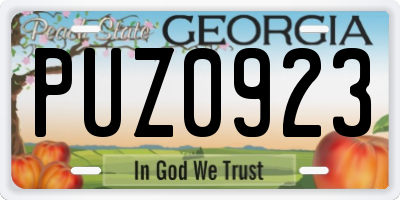 GA license plate PUZ0923