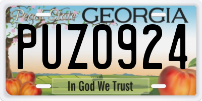 GA license plate PUZ0924