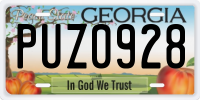 GA license plate PUZ0928