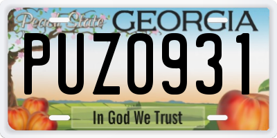 GA license plate PUZ0931