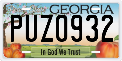 GA license plate PUZ0932