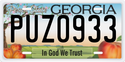 GA license plate PUZ0933