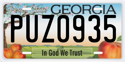 GA license plate PUZ0935