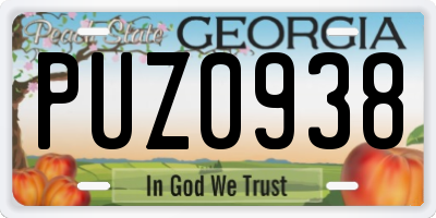 GA license plate PUZ0938