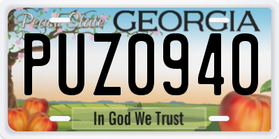 GA license plate PUZ0940