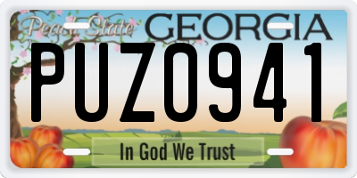 GA license plate PUZ0941