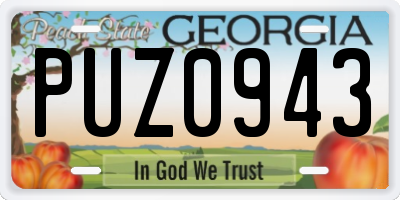 GA license plate PUZ0943