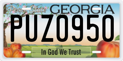 GA license plate PUZ0950