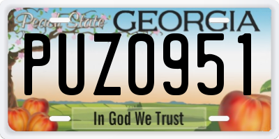 GA license plate PUZ0951