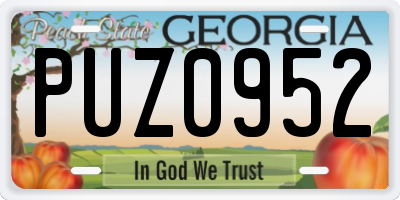 GA license plate PUZ0952
