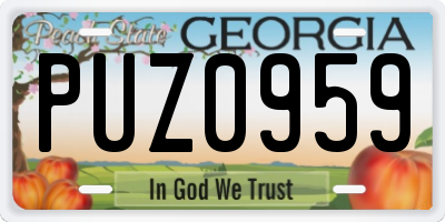 GA license plate PUZ0959