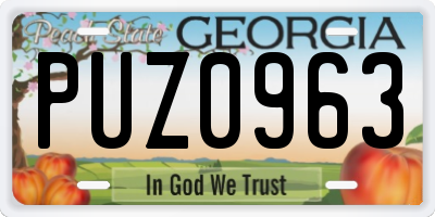 GA license plate PUZ0963