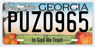 GA license plate PUZ0965