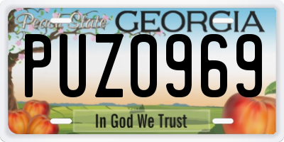 GA license plate PUZ0969