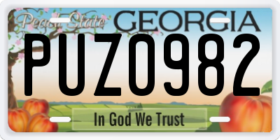 GA license plate PUZ0982
