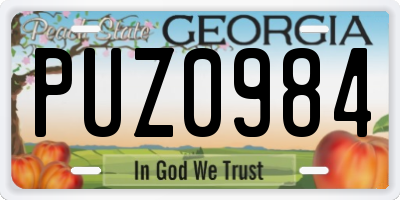 GA license plate PUZ0984