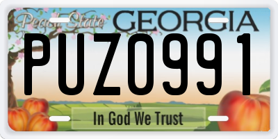 GA license plate PUZ0991
