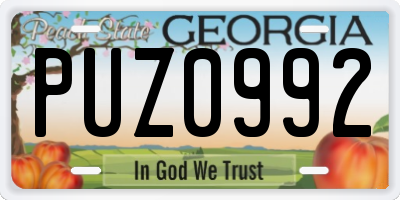 GA license plate PUZ0992